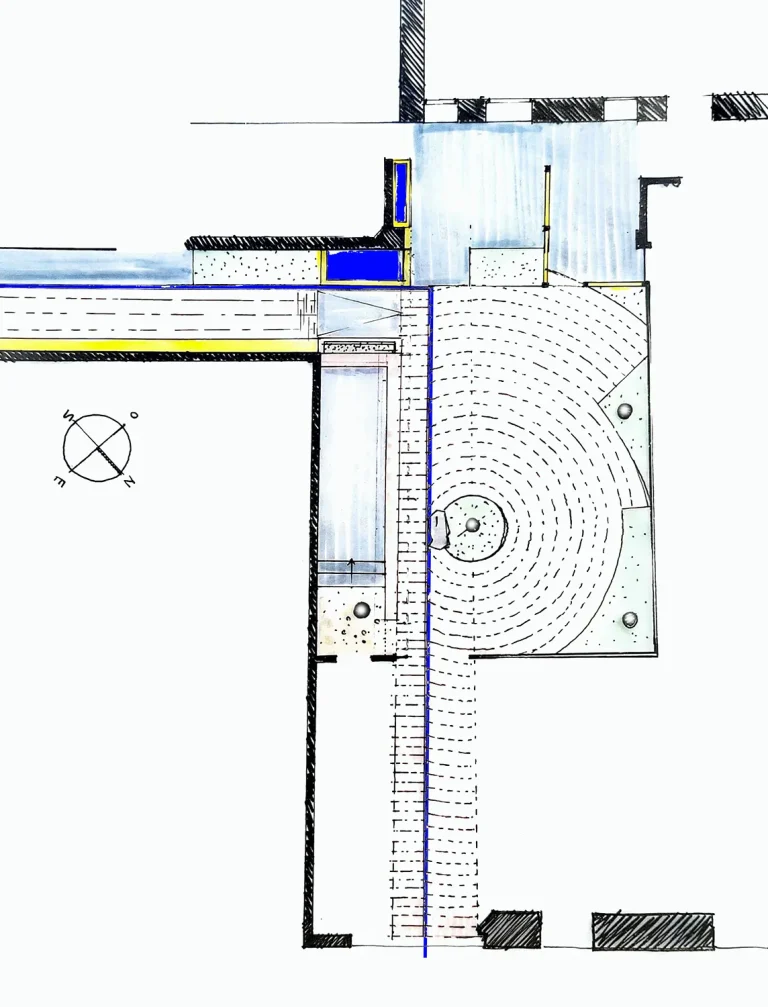 Plan réalisé par Miroardo du futur projet d'aménagement de la terrasse de la boulangerie Pan Con Madre à Oaxaca au Mexique.